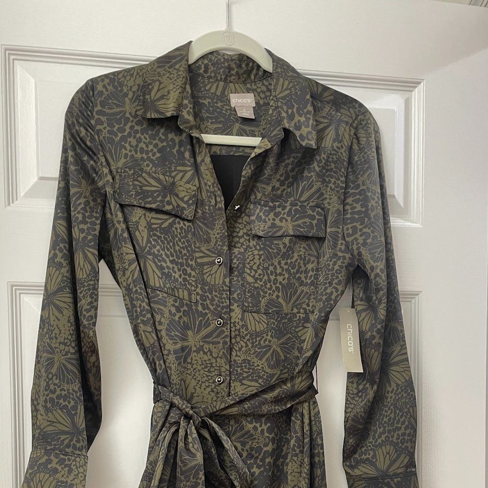 Chico's Midi Utility Shirt Dress